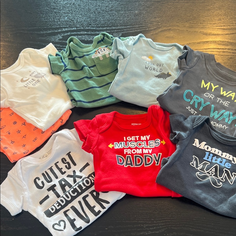 Mixed Baby Bodysuit Lot with Graphic Prints - Multi Color